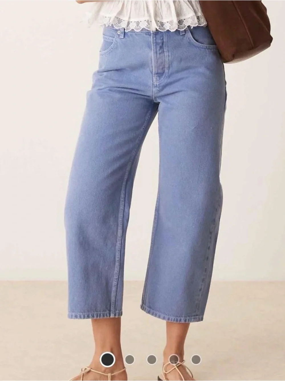 Free People Light Blue Wide Crop Jeans